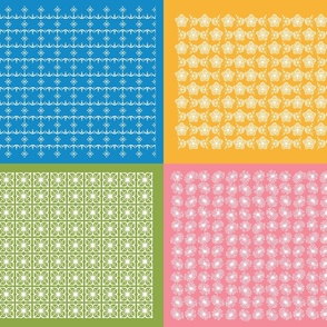 Tea Towel - Four Vintage Patterns 