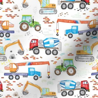 cool hand drawn construction trucks small version 