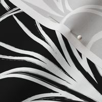 ART DECO FLOWERS - LOOSE LINES,  WHITE ON BLACK