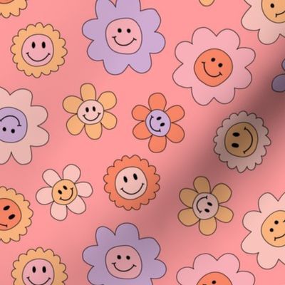 Smiley Flowers in Pinks