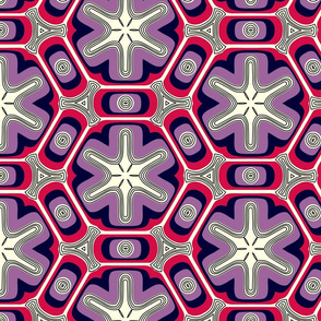 Psychedelic propeller floral - lilac and red