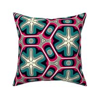 Psychedelic propeller floral - teal and magenta