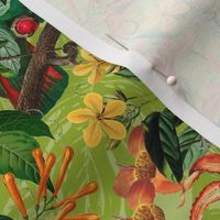 Tropical Paradise With Parrots Summer Pattern Smaller Scale