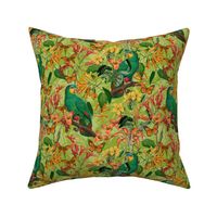 Tropical Paradise With Parrots Summer Pattern Smaller Scale