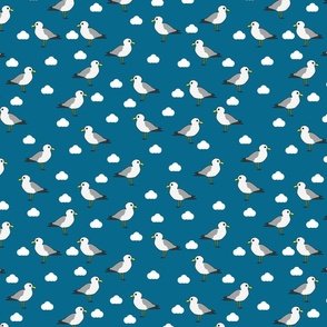 Dark Blue Fabric with Seagulls