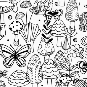 Doodle style mushrooms