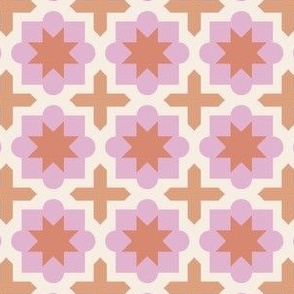 Morocco star tiles - pink and orange