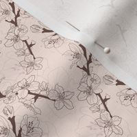 Flower Sakura Branch // Normal Scale // Cream Background // Boho Nature // Floral Lines