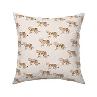 Little curious tiger wild animals boho design for kids nursery in soft blush ivory beige orange