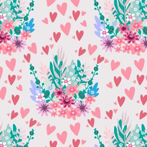 Flowers and hearts pattern 2