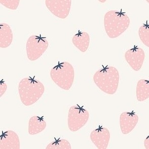 Pink Strawberries on Cream by Sarah Price Medium Scale Perfect for bags, clothing and quilts