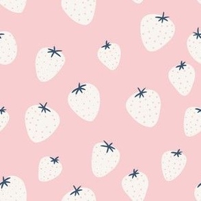 Cream Strawberries on Pink by Sarah Price  Medium Scale Perfect for bags, clothing and quilts