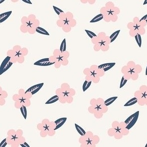 Pink Flowers on Cream | Summer Strawberry Collection by Sarah Price