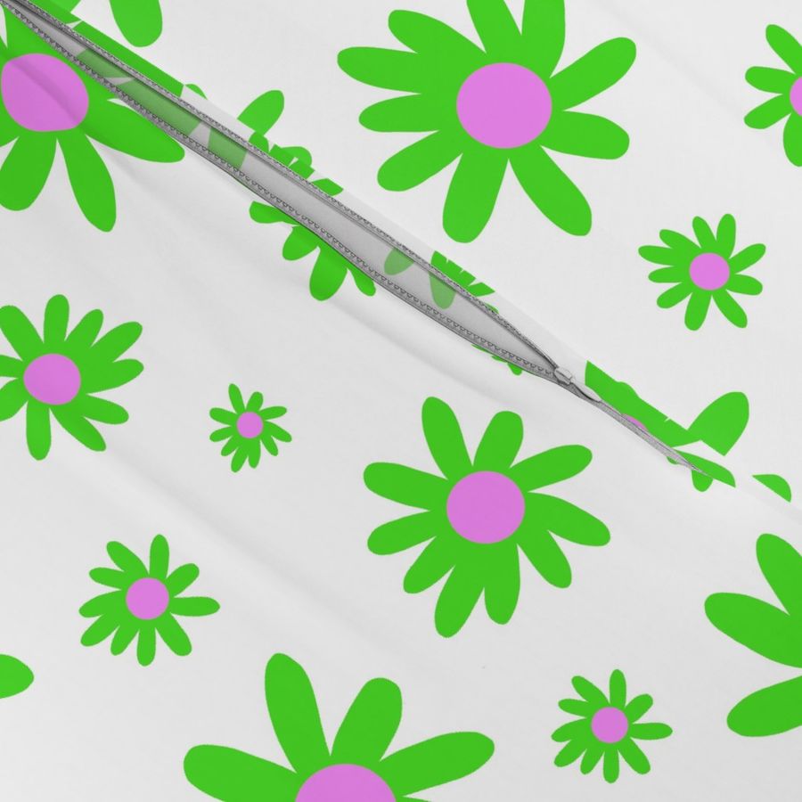 Sunny Flower Power! (green) - white, medium 