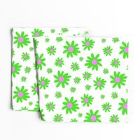 Sunny Flower Power! (green) - white, medium 