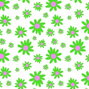 Sunny Flower Power! (green) - white, medium 