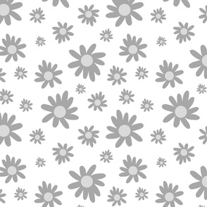 Sunny Flower Power! - greyscale on white, medium 