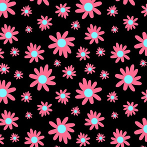 Sunny Flower Power! (pink) - black, medium 