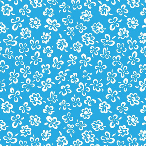 Simple Floral Scatter White on Blue