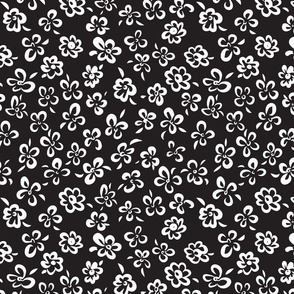 Simple Floral White on Black