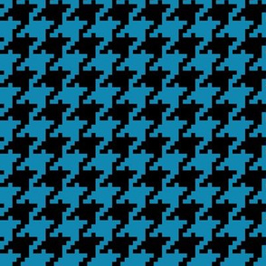 Vertical Pixel Houndstooth - Medium Blue and Black