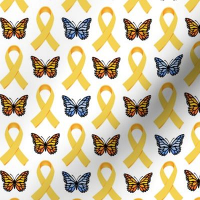 Gold Ribbons with Orange & Blue Butterflies v7-01