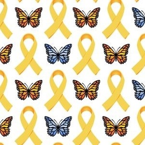 Gold Ribbons with Orange & Blue Butterflies v7-01