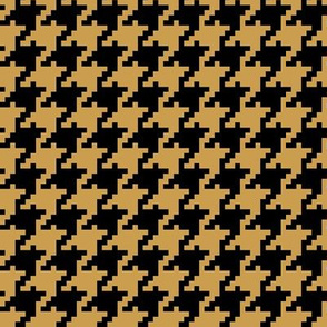 Vertical Pixel Houndstooth - Gold (Caramel Brown) and Black