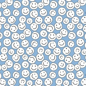 Happy Smiley Faces on Blue mini