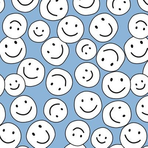 Happy Smiley Faces on Blue