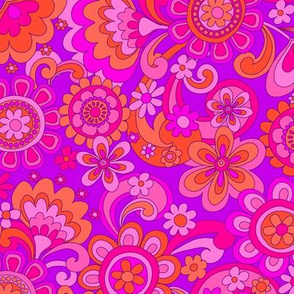 142 Groovy Swirls and Flowers pink