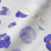 Watercolor country pansies Non-Directional. Cottagecore  pansy flowers S