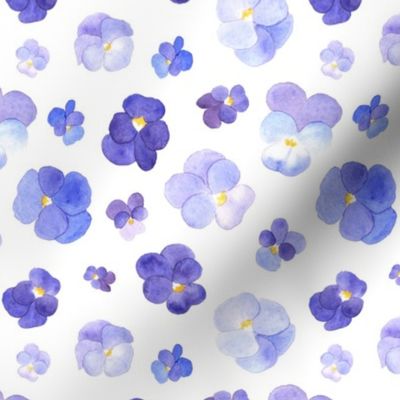 Watercolor country pansies Non-Directional. Cottagecore  pansy flowers S