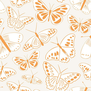 Orange and White Butterflies on Cream by Sarah Price