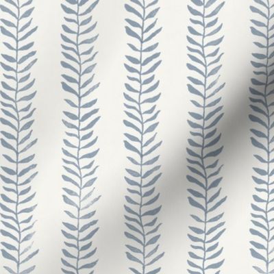 Botanical Block Print, Blue Gray on Warm White | Leaf pattern fabric from original block print, gray and cream, neutral decor, plant fabric, fresh gray.
