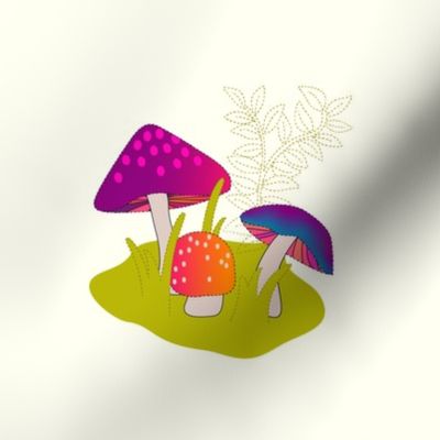 Mushroom Vignette Embroidery Panel