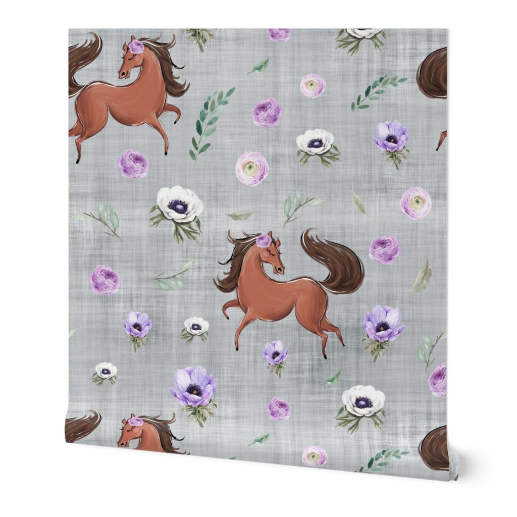 purple horse grey linen