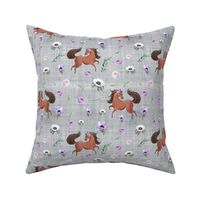 purple horse grey linen