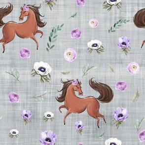 purple horse grey linen