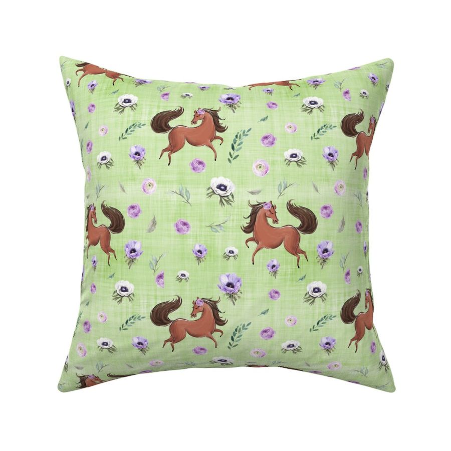 purple horse green linen