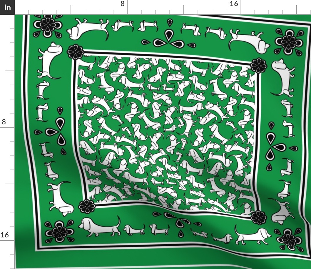 Doodle Basset Bandanas (Green)