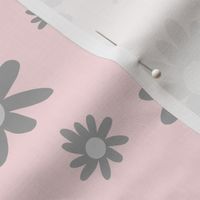 Sunny Flower Power! - greyscale on baby pink, medium 