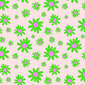 Sunny Flower Power! (green) - baby pink, medium 