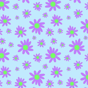 Sunny Flower Power! (purple) - baby blue, medium