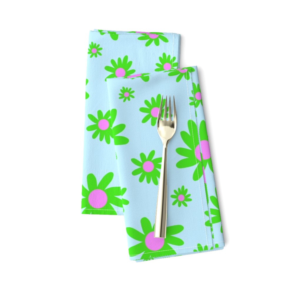 Sunny Flower Power! (green) - baby blue, medium 