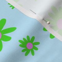 Sunny Flower Power! (green) - baby blue, medium 