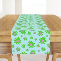 Sunny Flower Power! (green) - baby blue, medium 