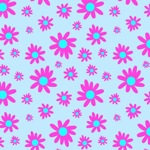 Sunny Flower Power! (magenta) - baby blue, medium 