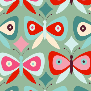 butterfly parade // mint // large scale