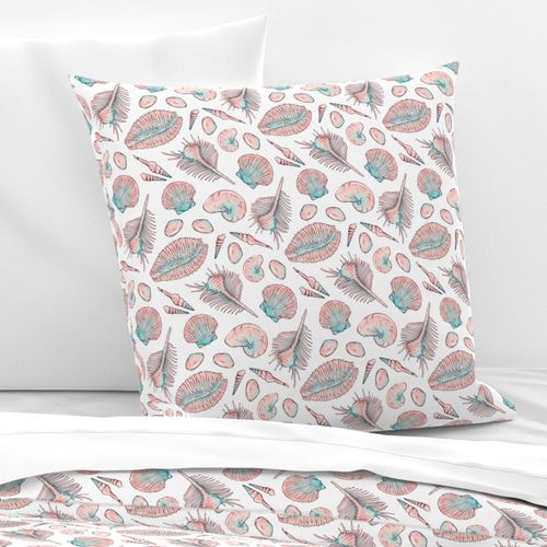 Seashells marine pattern pink blue